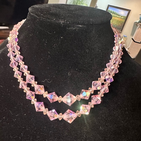 Vintage Pink Crystal Necklace - Picture 2 of 5